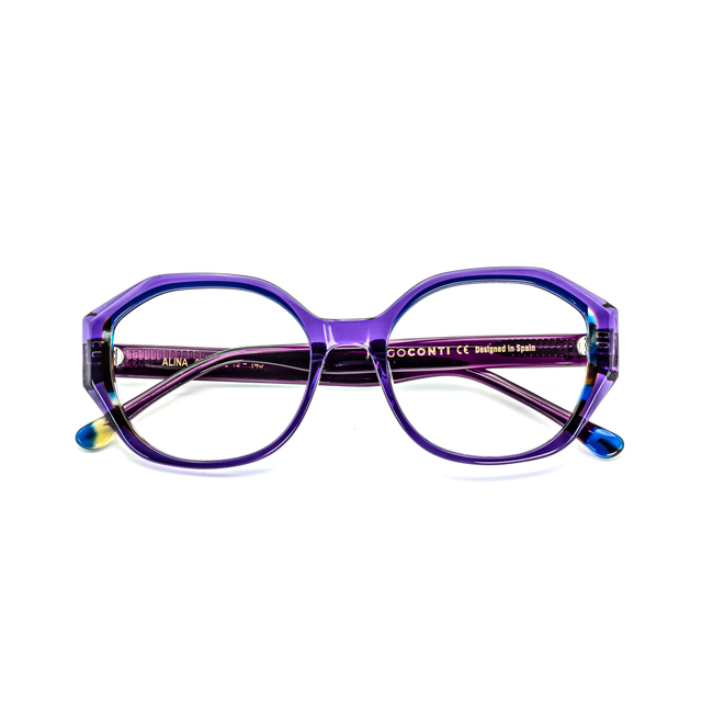 Proveedor óptico de monturas y gafas de sol , Mundogafas , ALINA , Morado 53-19-145 , Graduado ,