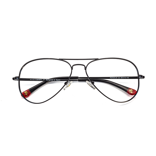 Proveedor óptico de monturas y gafas de sol , Mundogafas , PERSEUS , Negro 58-15-142 , Graduado ,